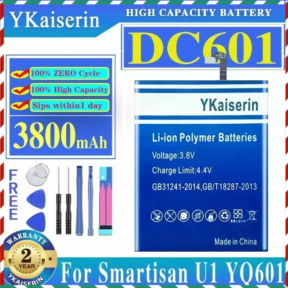 YKaiserin DC601 3800mAh New Battery For Smartisan U1 U 1 YQ601 YQ603 YQ605 607 DC601 Phone Replace + Tracking Number