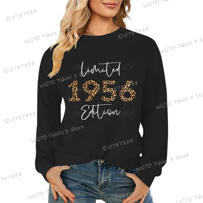 Fashion Women Sweatshirt Limited 1956 Edition Printing Pullover Crewneck Made in 1949 To 1959 Classic Leopard Female Streetwear