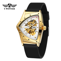 WINNER 395R Men's Automatic Mechanical Watch Luxury Waterproof Luminous Hollow Design Triangle Skeleton Men's Clock reloj hombre