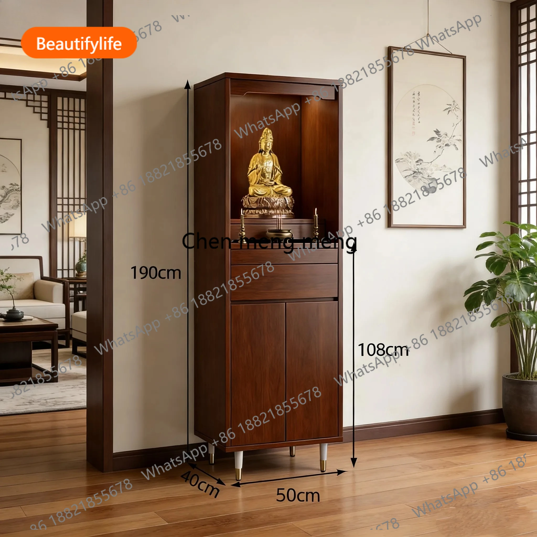 solid wood guanyin niche standing shrine ancestor altar cabinet for home god of wealth cabinet buddha statue worship table A55