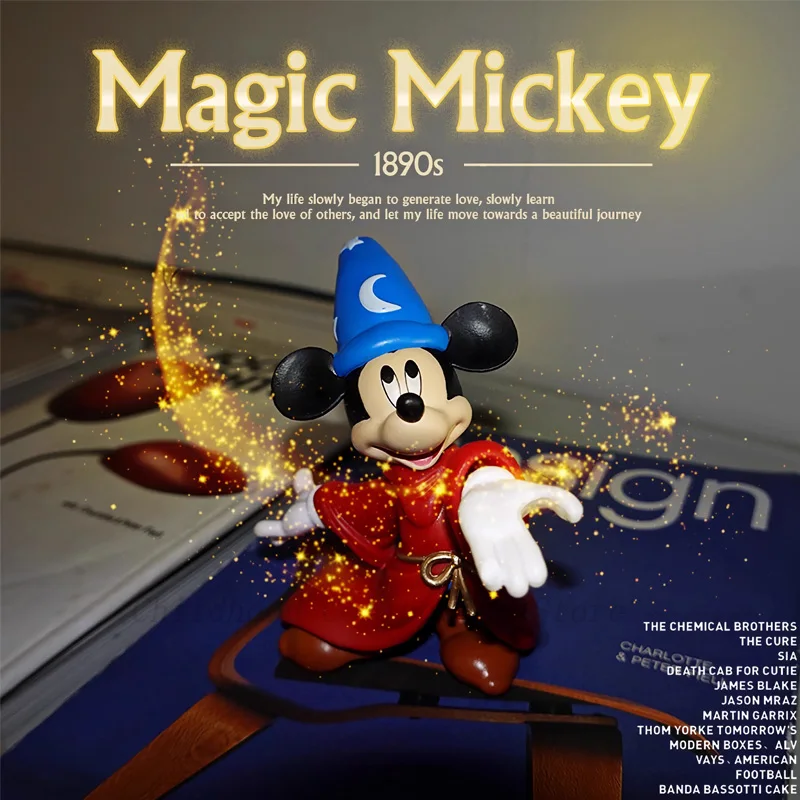 

Kawaii Disney Mickey Magician Halloween Series Action Figure Toys Exclusive Retro Magic Mickey Figurine Toy Ornament Kids Gifts