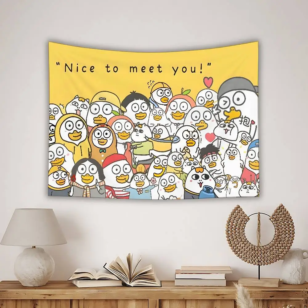 Cute DUCKYO Duck Flag Tapestry Creative Pattern Photo Living Room Wall Art Decor Party Outdoor Decorate Banners