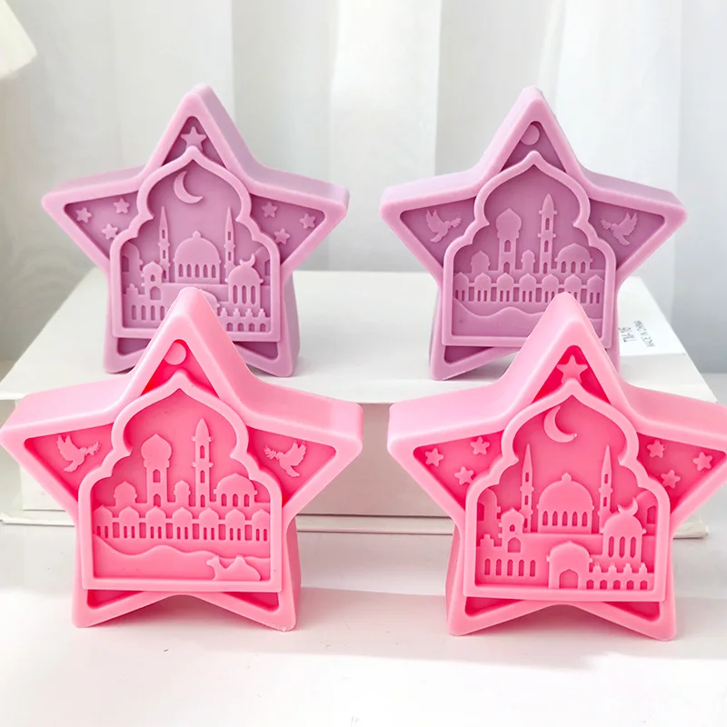 

New Moon Candle Mold Star shaped Silicone Mold Ramadan Star Candle Silicone Mold Handmade Soap Gypsum Craft Festival Home Decora