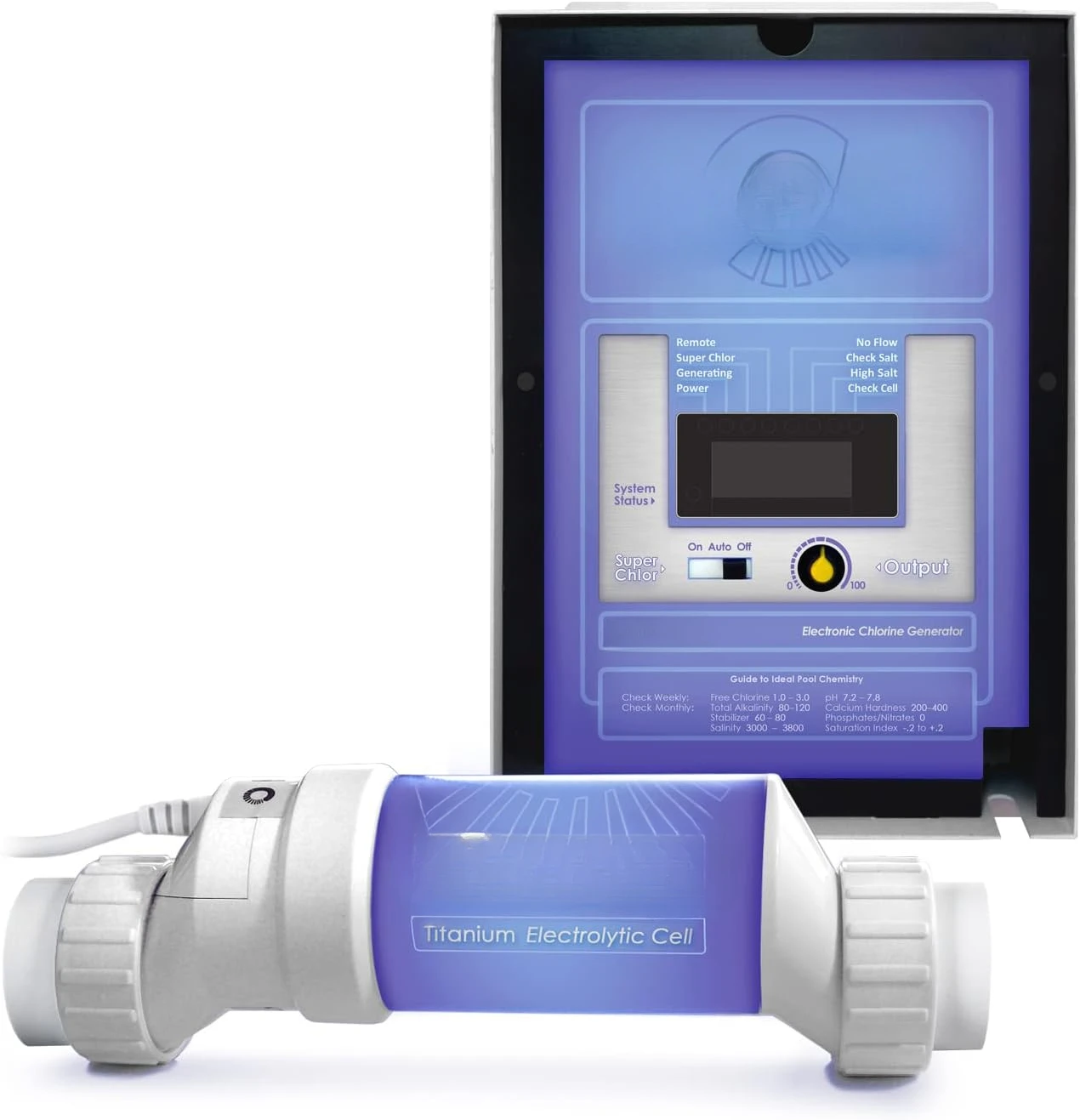 Universal40 Saltwater Chlorinator - Complete System with 40k-Gallon Max Cell - Compatible with existing Systems