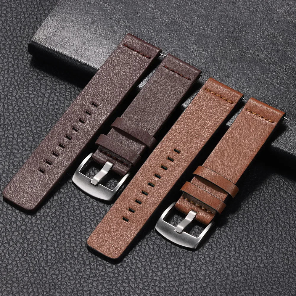 Armband für Samsung Galaxy Watch 6 5 4 45 40 44 42 46 mm Universal-Armband aus echtem Leder, 18 mm, 20 mm, 22 mm, 24 mm