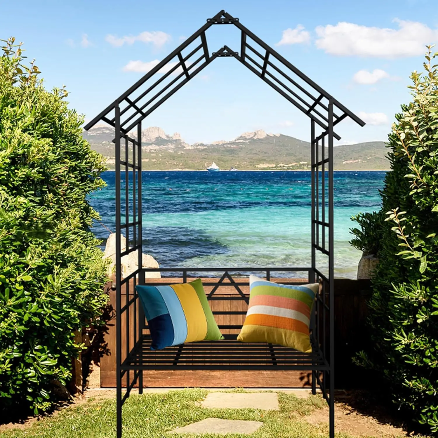 Metal Garden Arch with Gate 58x97