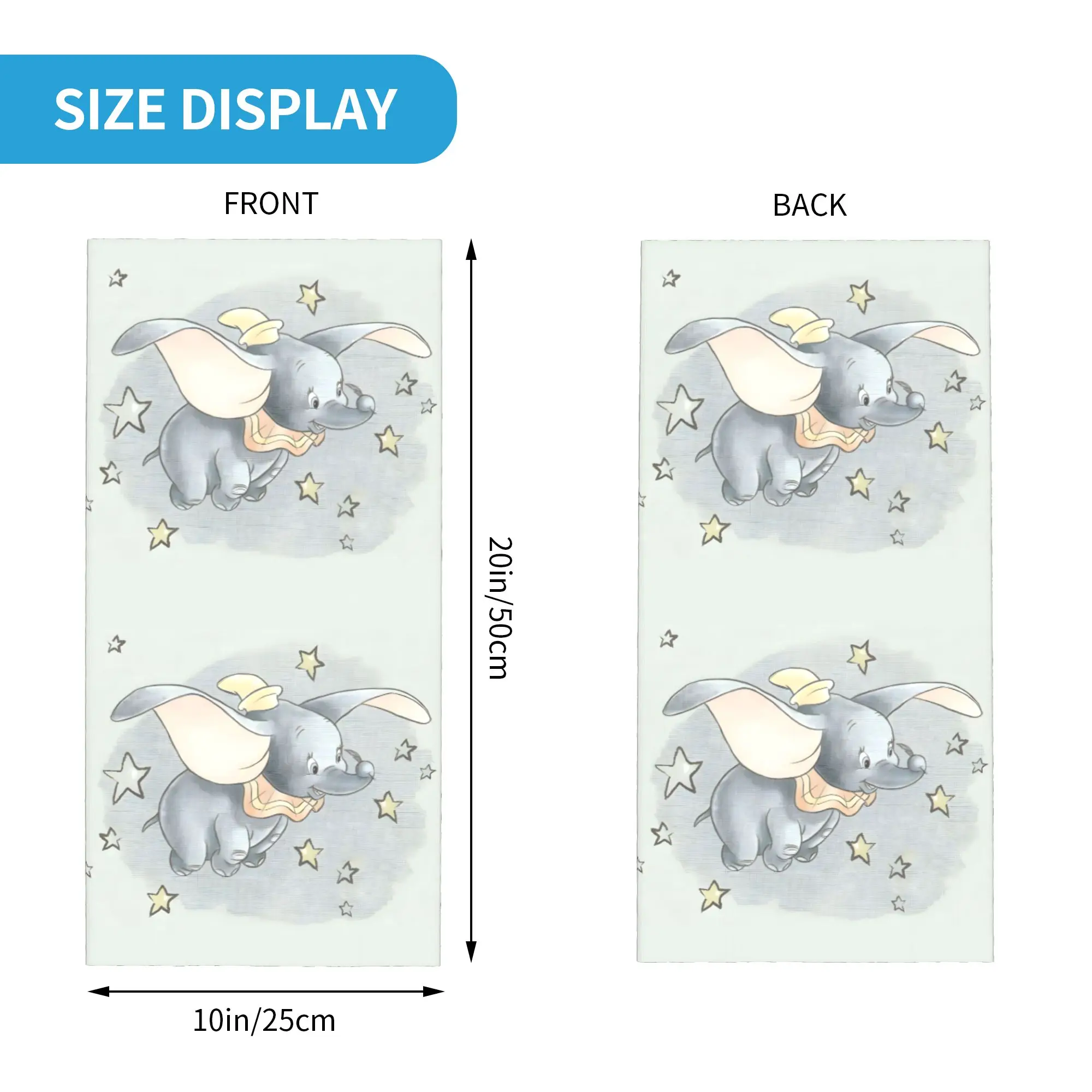 Custom Anime Dumbo  Bandana Neck Gaiter for Hiking Cycling Men Women Wrap Scarf Movie Balaclava Warmer