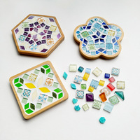 49-Piece Set of Handcrafted Colored Glass Mosaic Tiles Two Styles Bulk Art Craftsmanship for Home Decor