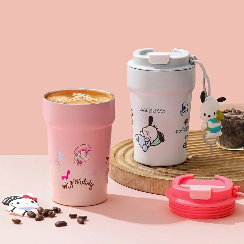 Hello Kitty My Melody Anime Kawaii MINISO Water Milk Coffee Cup Cute Cinnamoroll Thermos Bottle Cup Lovely Gifts for Kids