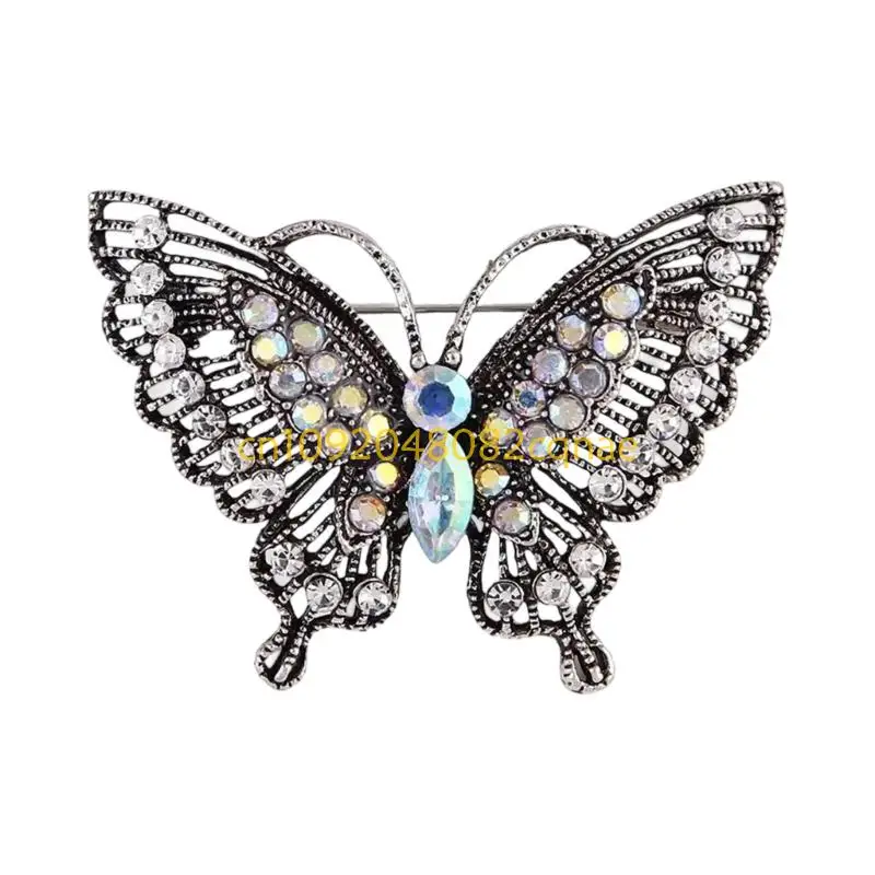 Cultural Symbolic Butterfly Alloy Brooch Pin for Dress Coat Vintage Decoration