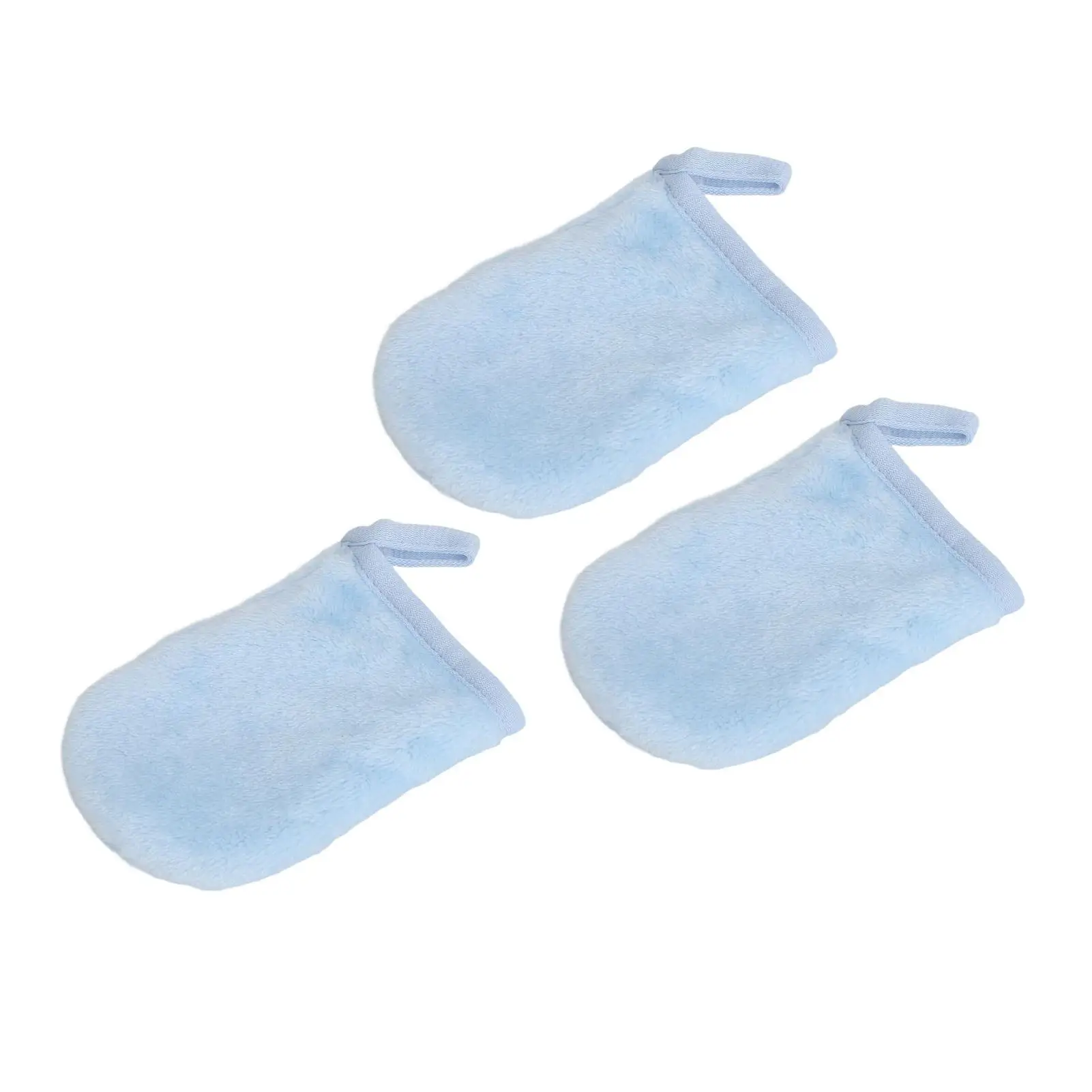 Reusable Makeup Remover Gloves 3 Piece Soft Microfiber Flannel Face Body Wash Mitts for Bath Spa