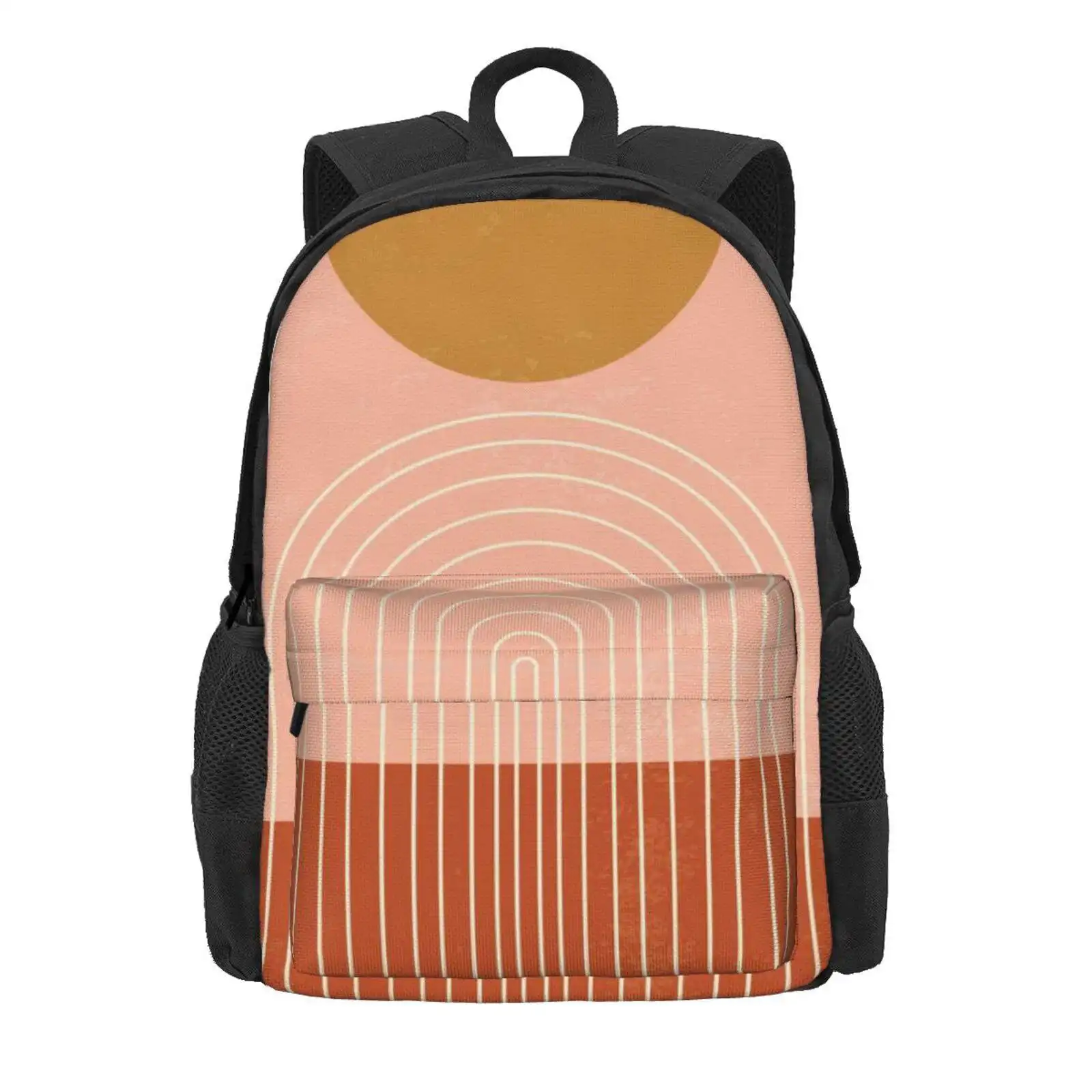 Terracotta Mid Century Sun Arch Hot Sale Schoolbag Backpack Fashion Bags Mid Century Pastel Nature Geometric Minimalism