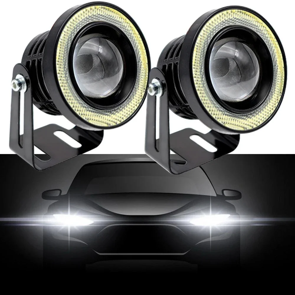 Car COB Auto DRL Led 12V HeadLamps Angel Eyes Fog Lamp Waterproof Headlights Daytime Running DayLight Turn Signal Trunk Led