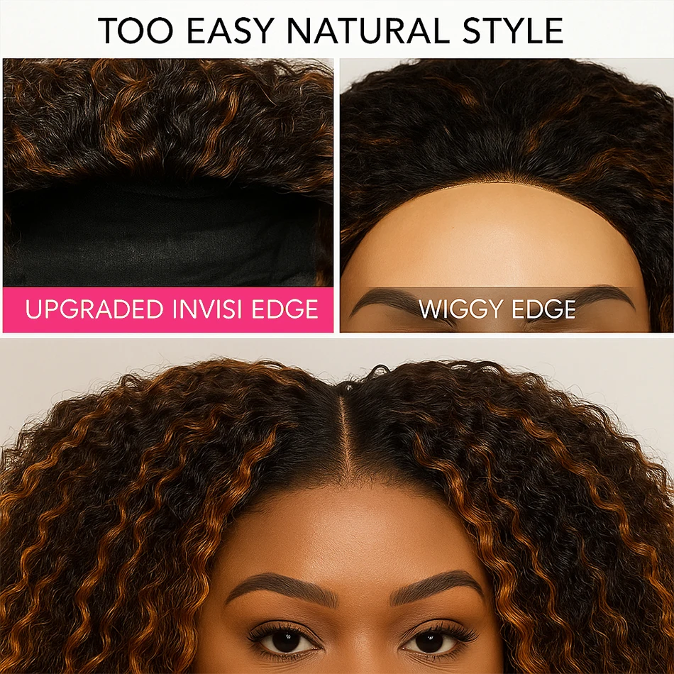 على استعداد لارتداء 1B/30 تسليط الضوء على موجة عميقة نصف شعر مستعار سلس الوجه على شعر مستعار سحب سلاسل Invisi أومبير شقراء ملونة 3 في 1 نصف شعر مستعار