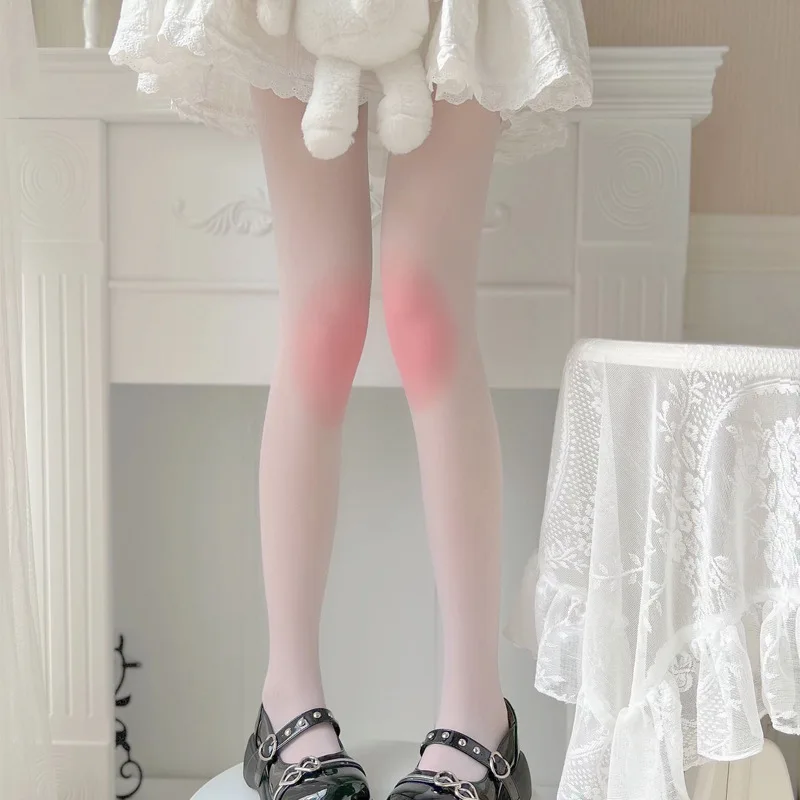 Bas sexy Lolita blanc pour femme de chambre, collants fins sans couture, chaussettes Tuiwa Kawaii, fard à joues au genou, cosplay
