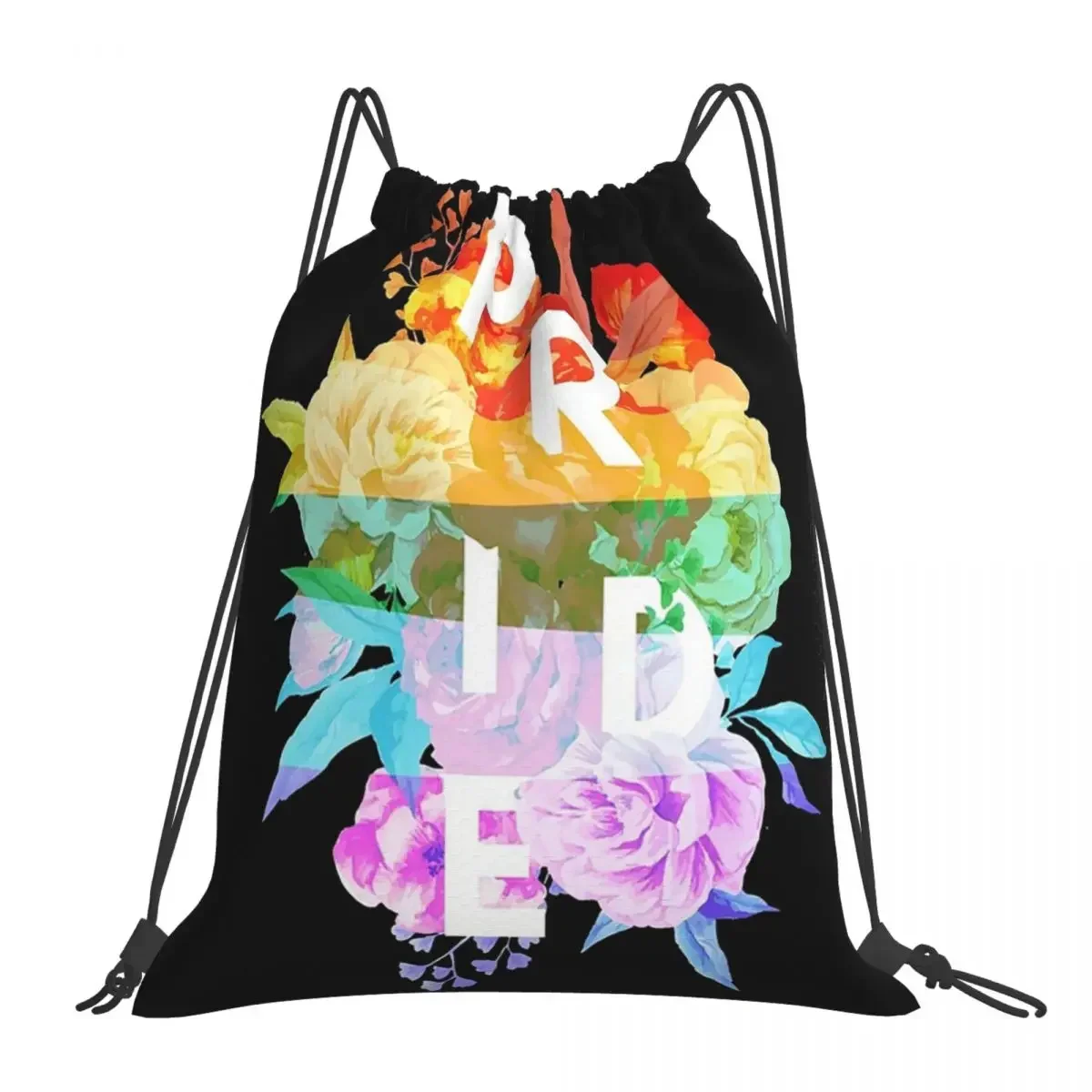 

Floral Pride Backpacks Fashion Portable Drawstring Bags Drawstring Bundle Pocket Sports Bag BookBag For Man Woman Students