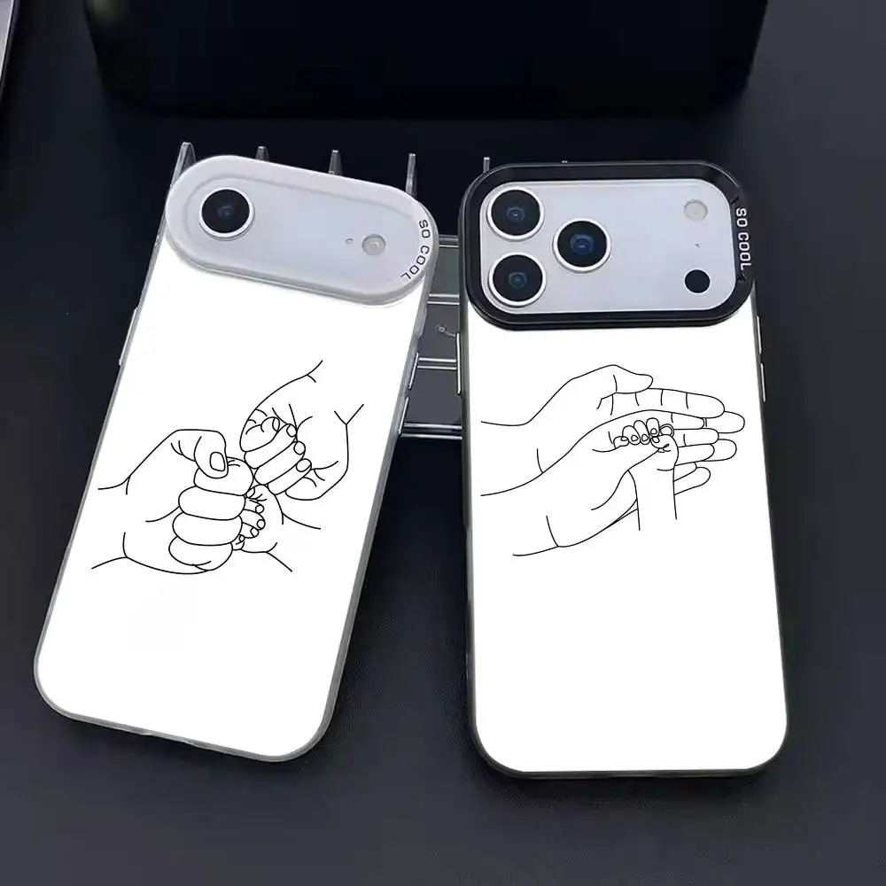 

Baby Mom daughter Son Dad Hand Phone Case Color Silver Shell For IPhone 17 16 15 14 13 12 11 Pro Max Plus