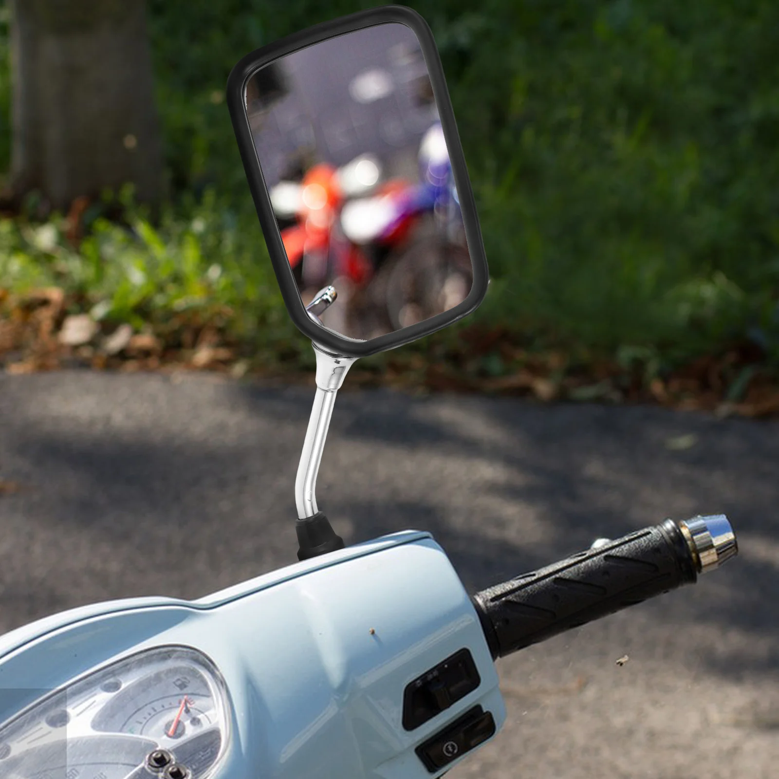 1 زوج دراجة نارية مرآة الرؤية الخلفية 10 مللي متر محدب عاكس سطح العالمي المقود جبل رؤية واسعة السلامة قابل للتعديل دائم #4