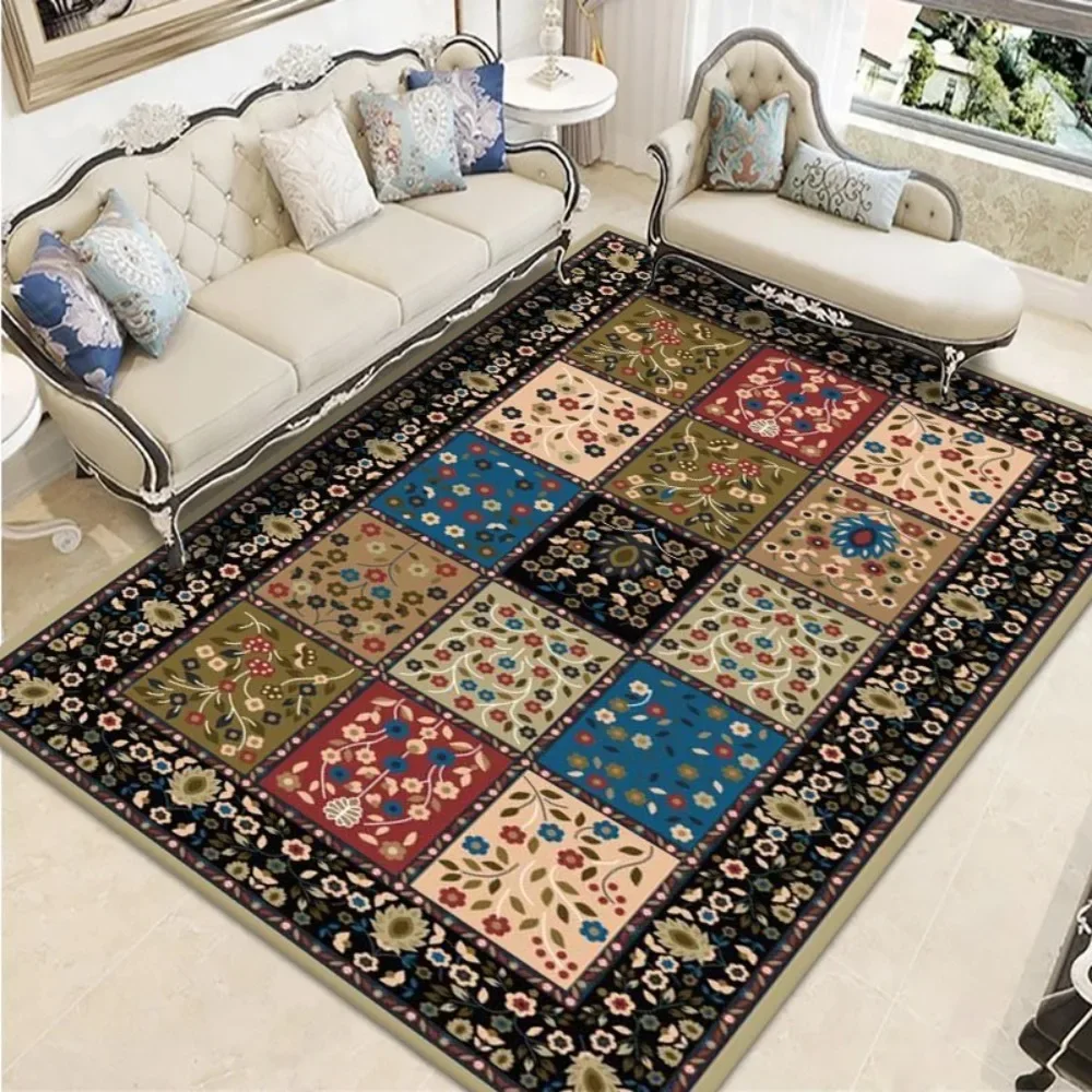 1PC Crystal Velvet Carpet Living Room Coffee Table Carpet Sofa Non-slip Dirt Machine Washable Bohemian Style Carpet  Alfombras