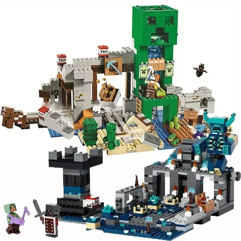 My World The Creeper Mine Deep Dark Battle village cave Building Blocks Toy Kids Birthday christmas Gift