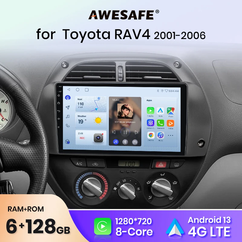 AWESAFE PX9 Car Radio Autoradio for  Toyota RAV4 2001 - 2005   Wireless Carplay Screen Android Auto Stereo GPS Navi FM RDS BT