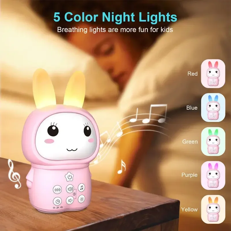 

Soothing Sounds White Noise Machine Colorful Cute Bunny Baby Night Lights for Kids Sleep Nursery Timer Lamp Portable Light