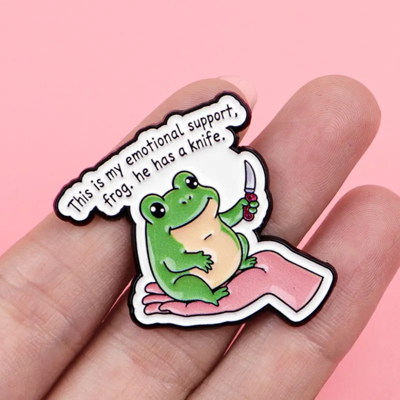 Quote Enamel Pin Cute Frog Cat Dog Cartoon Character Lapel Brooch Badge Backpack Hat Clothes Decor Novelty Gift Accessories - view 2