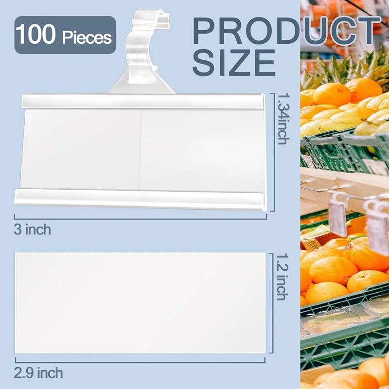 100 Pieces Plastic Wire Shelf Label Holders, Reusable Price Label Holder With Locks, For Supermarket Department Store