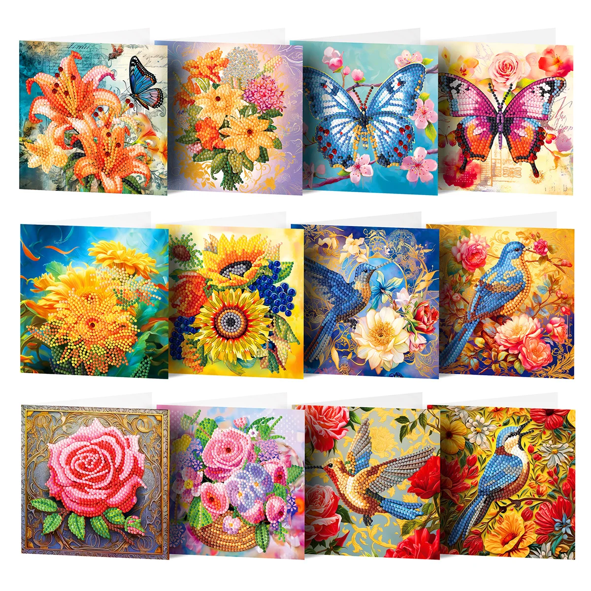 New DIY Diamond Painting Flower Butterfly Diamond Painting Card Blessing Card Diamond Mosaic Embroidery Festival Thank You Card