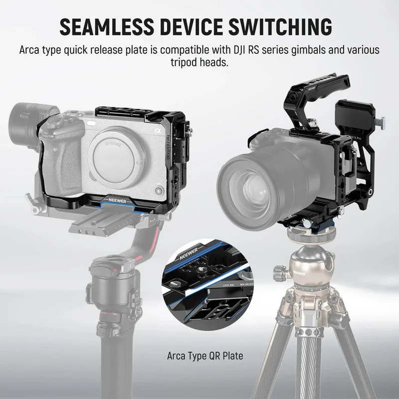 NEEWER CA011 Camera Cage for Sony FX3/FX30 with NATO Rail and Arca Quick Release Base