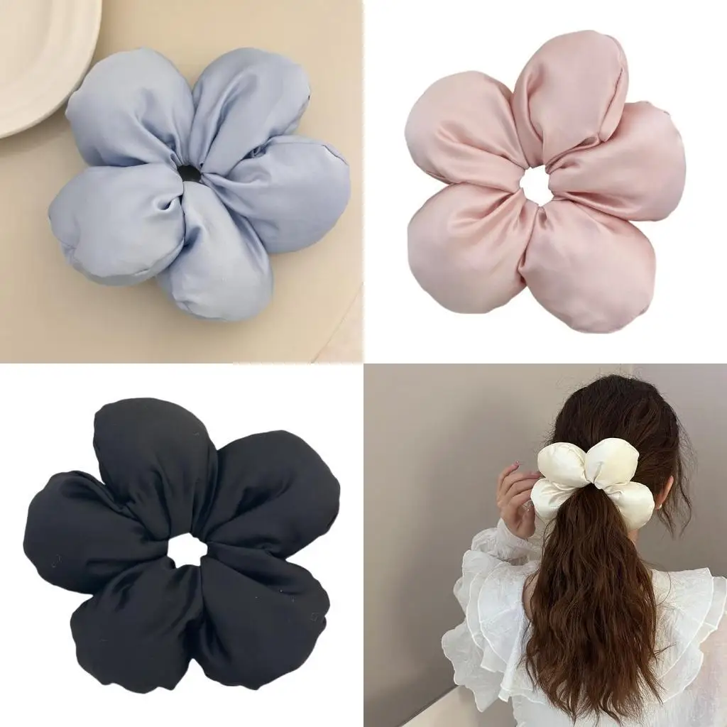 

652F Stuffed Flower Hair Tie Hair Bun Scrunchies Elastic Hair Rope Big Scrunchie Elegant Hairband Female Spring Hair Ornament