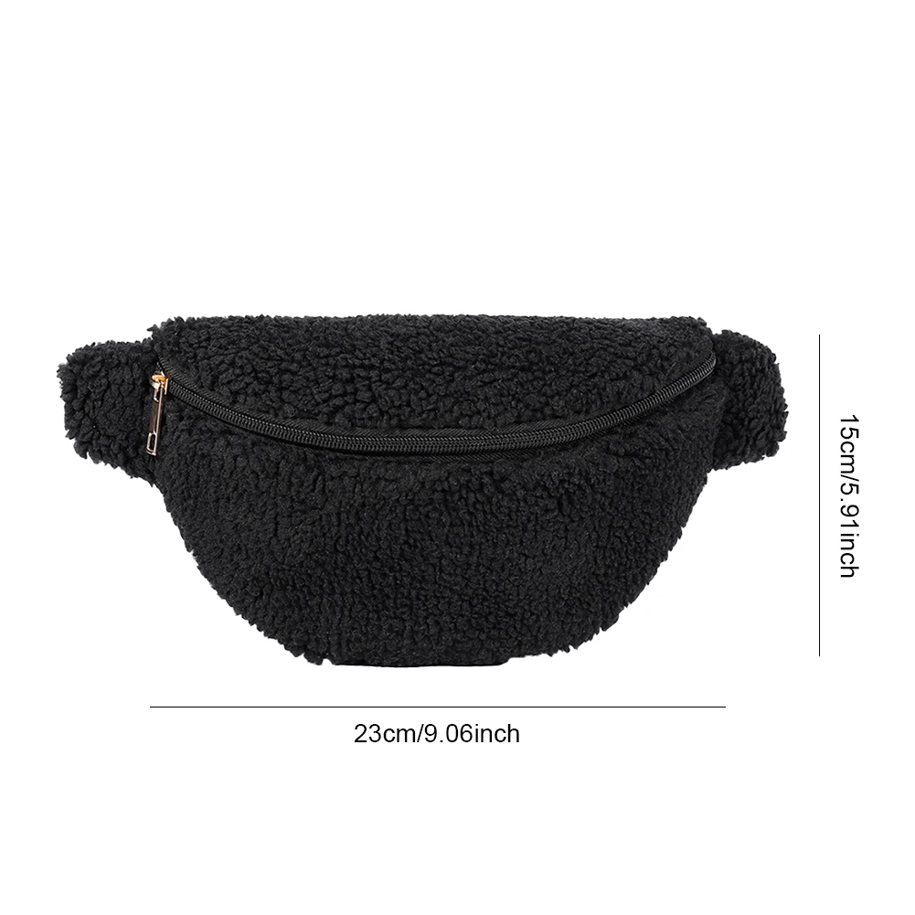 Unisex Furry Fanny Pack Zipper Closure Fuzzy Crossbody Bag Fashion Multifunctional Foldable Lightweight Girls Boys Versatile Bag