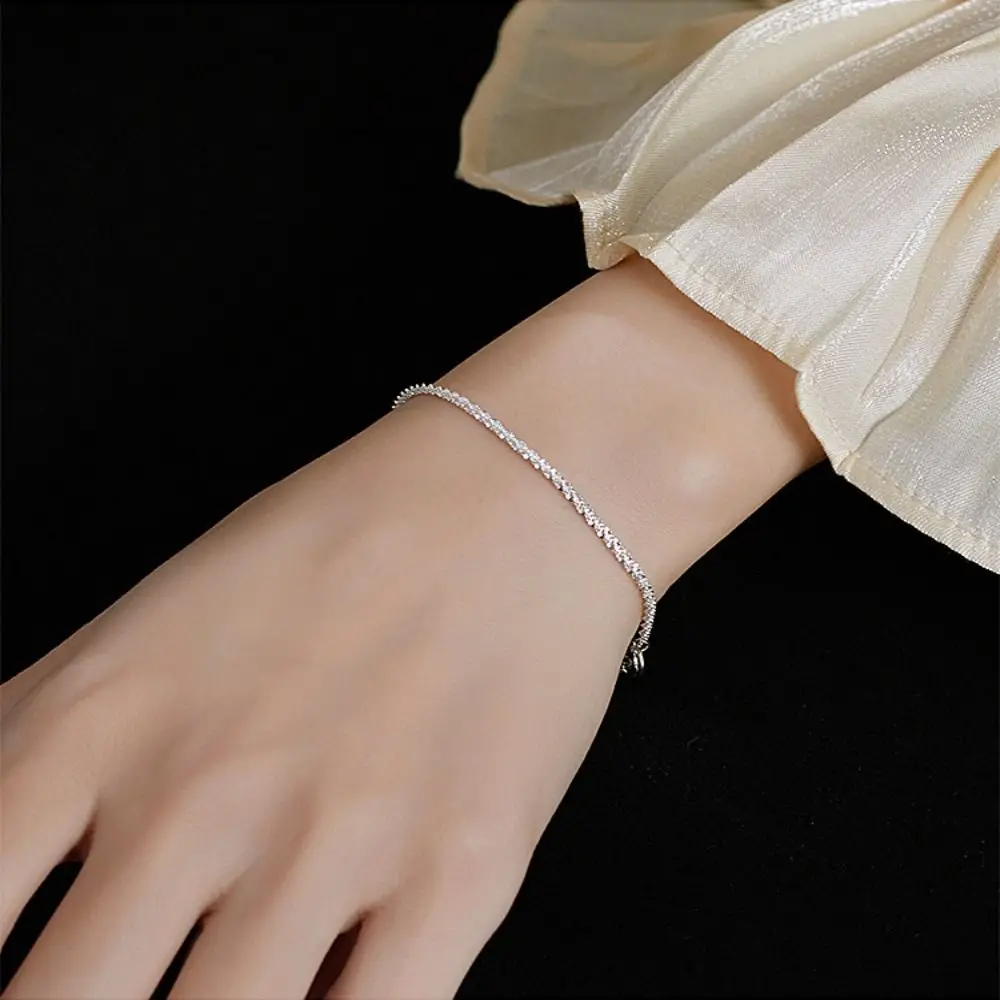 

1 Pc Fashion Shining Diamond Bracelet Silver Thin Hand Chain Women Outdoor Travel Holiday Party Wearing Jewelry Chain