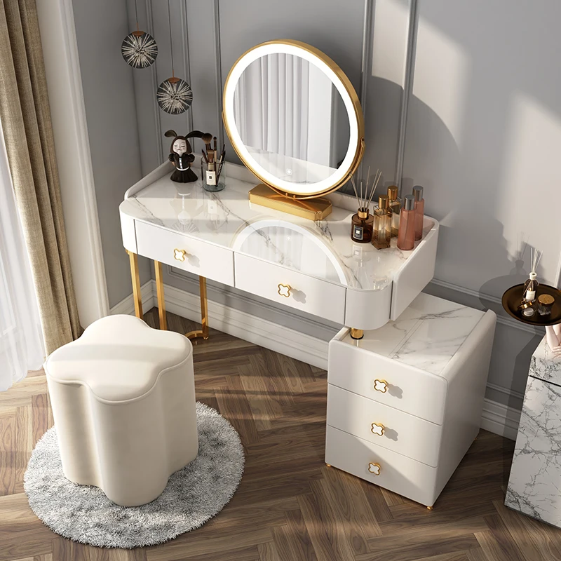 Comfortable Dressing Table Make Up Organizer Bedside Lights Woman Dresser Drawer Girls Cabinet Toilette Trucco Modern Furniture