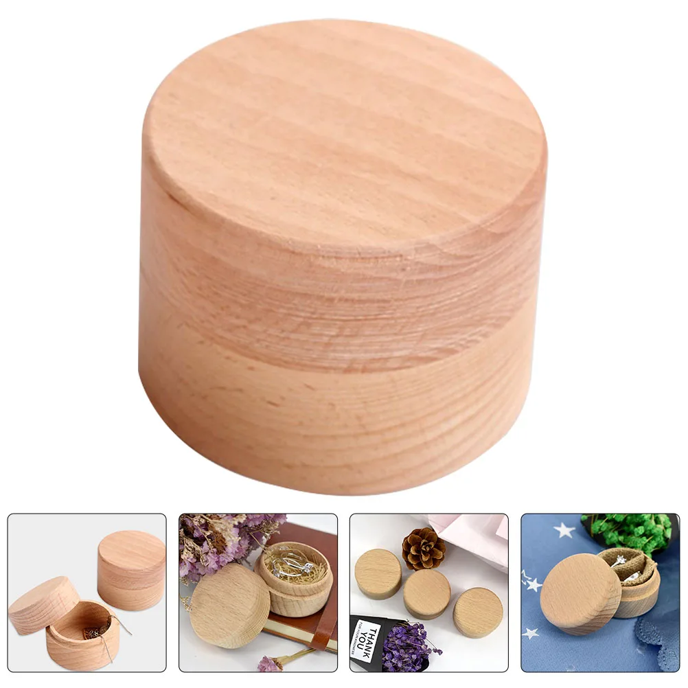 

Wooden Wedding Engagement Proposal Storage Holder Small Round Jewelry Gift Packaging Carrier Earring Box Ceremony Decoration