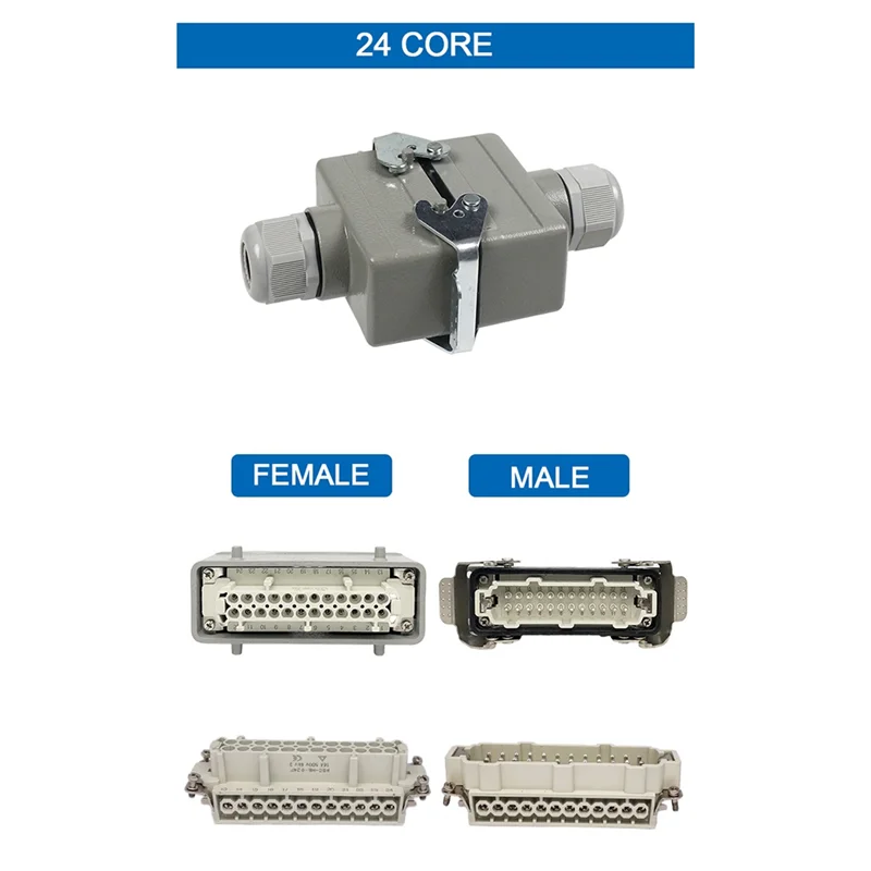 

ABKP-HDC-HE-24 Core Waterproof For Docking Socket Connector Rectangular Heavy Duty Connector For Aerospace Industry 16A