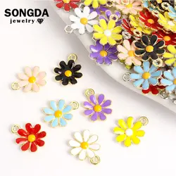 10pcs Colorful Floral Daisy Enamel Charms Mini Cute Plant Flower Alloy Pendant Jewelry Making DIY Necklace Earring Accessories