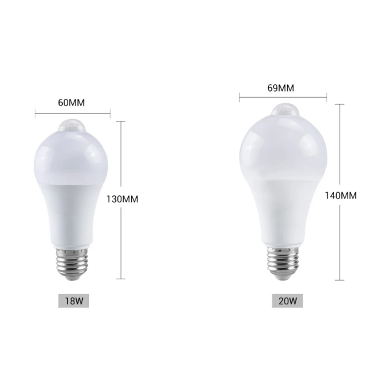 85-265V 12/15/18/20W PIR Motion Sensors Light Bulbs E27/B22 Motion Activated Light Bulb Auto On Off LED Bulb for Basement
