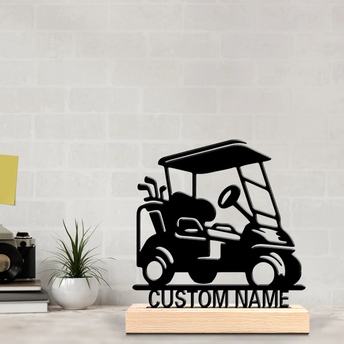1pc Abstract car Personalized Letter Metal Statue Iron Ornament Art Crafts With Wood Base Iron Sculpture Bedroom Table