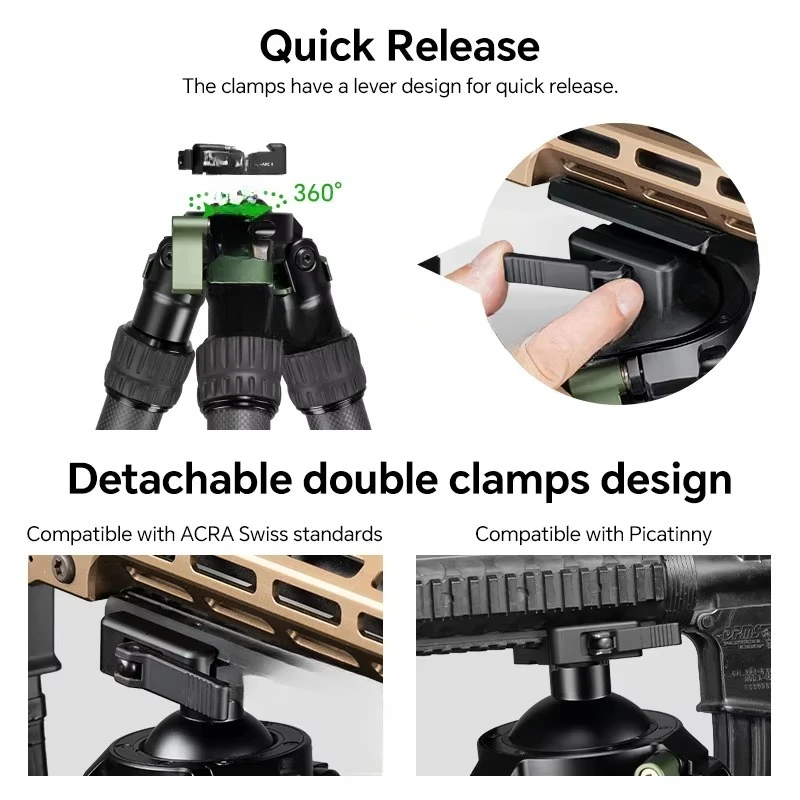 حامل ثلاثي القوائم للصيد، مطابقة وظيفة التحميل، حامل ثلاثي من الألياف، تصوير فيديو للكاميرا الخارجية