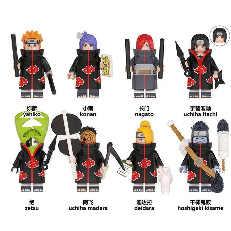 Naruto Akatsuki Building Blocks Action Figure Toys Anime Peripheral Model Kids Block Figures Accessories Dolls Child Toy Gifts