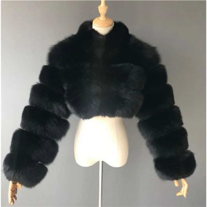 2025Year European and American Fur Coat Women's Fur Versatile Stand Collar Zipper Short Long Sleeve Coat In Stock