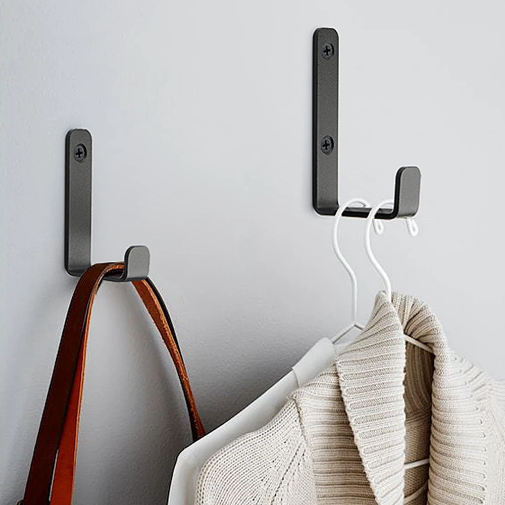 Heavy Duty Metal Garage Hooks With Screws Wall Mounted Clothes Hanger Hooks Utility Hanging Hook Black Towel Coat Rack Interior