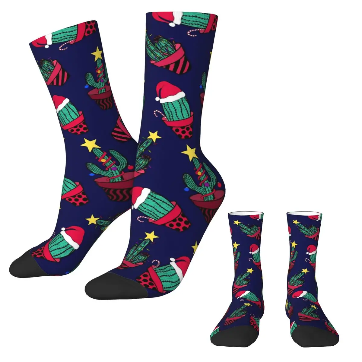 Cute Cactus Print Stockings Women Men Tree Christmas Socks High Quality Gothic Socks Spring Cycling Anti-Slip Socks Gift Idea