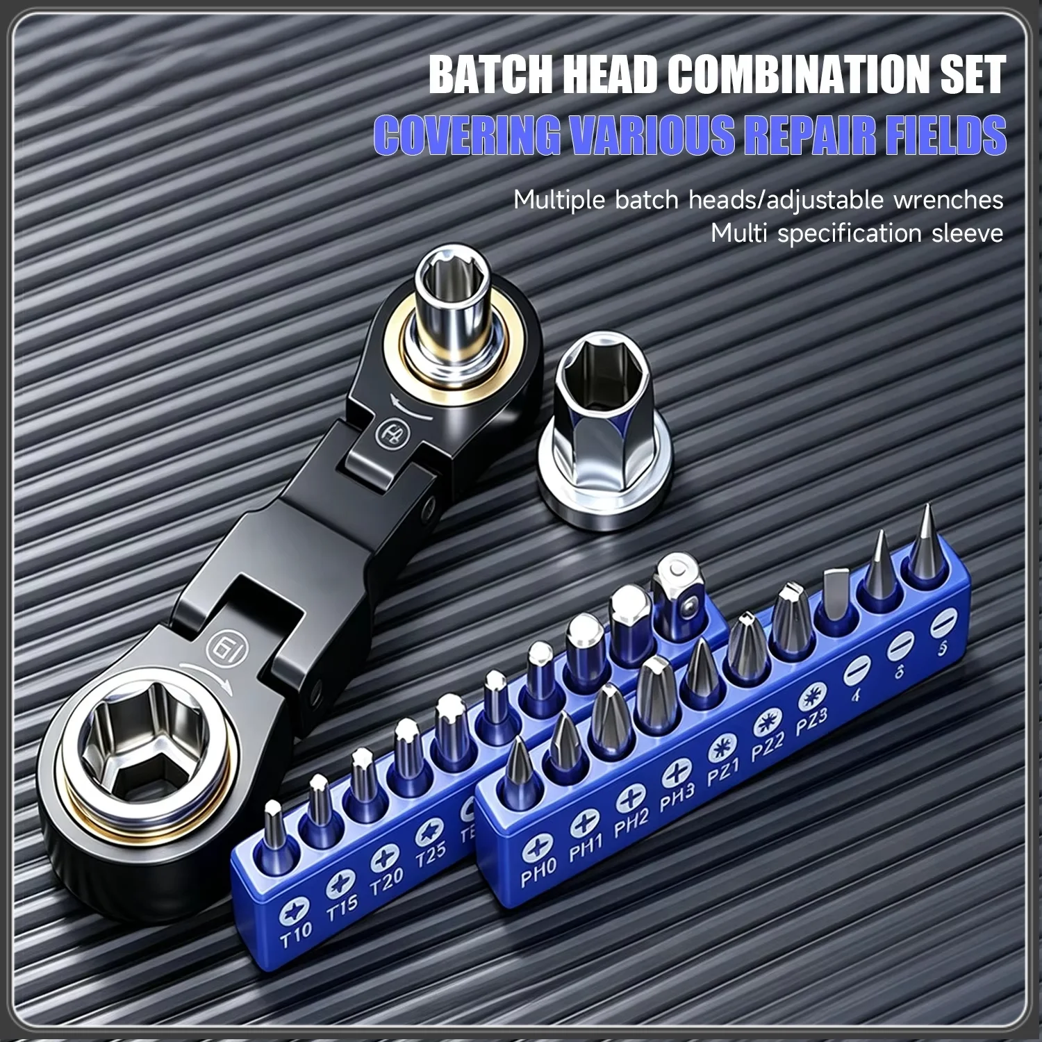 26 In 1 Right Angle Screwdriver Set Mini Ratcheting 90 Degree Screwdriver Pocket Low Profile Ratchet Wrench Bit Socket Set
