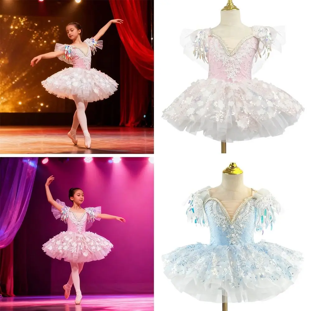 

Fashion Sequin Kids Ballet Dress Modern Pearl Performance Clothes Puffy Party Dress Ballet Tutu Dance