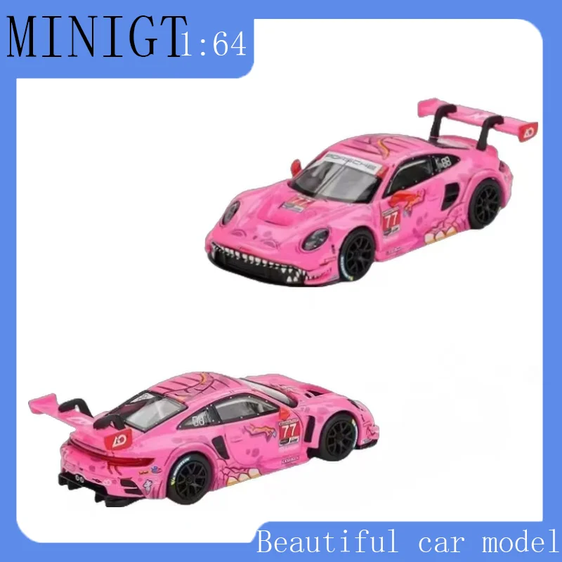 

MINIGT 1052 1:64 Porsche 911 GT3 R #77 Pink Dinosaur Alloy Car Model Collection