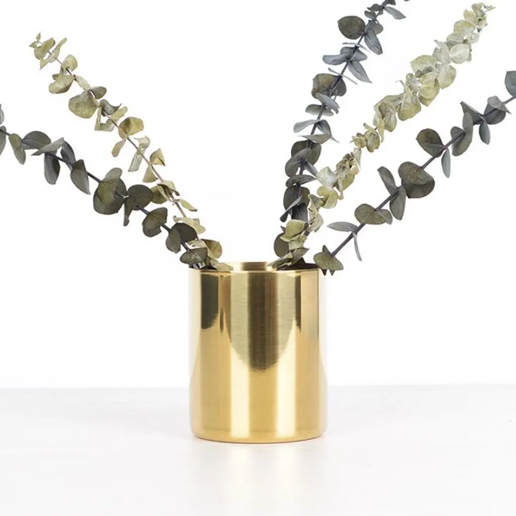 

ABLJ 13 Pcs Accessories: 1 Pcs Flower Vase For House Office & 12Pcs/Set Round Shape Coffee Spoon Stainless Steel (Gold)