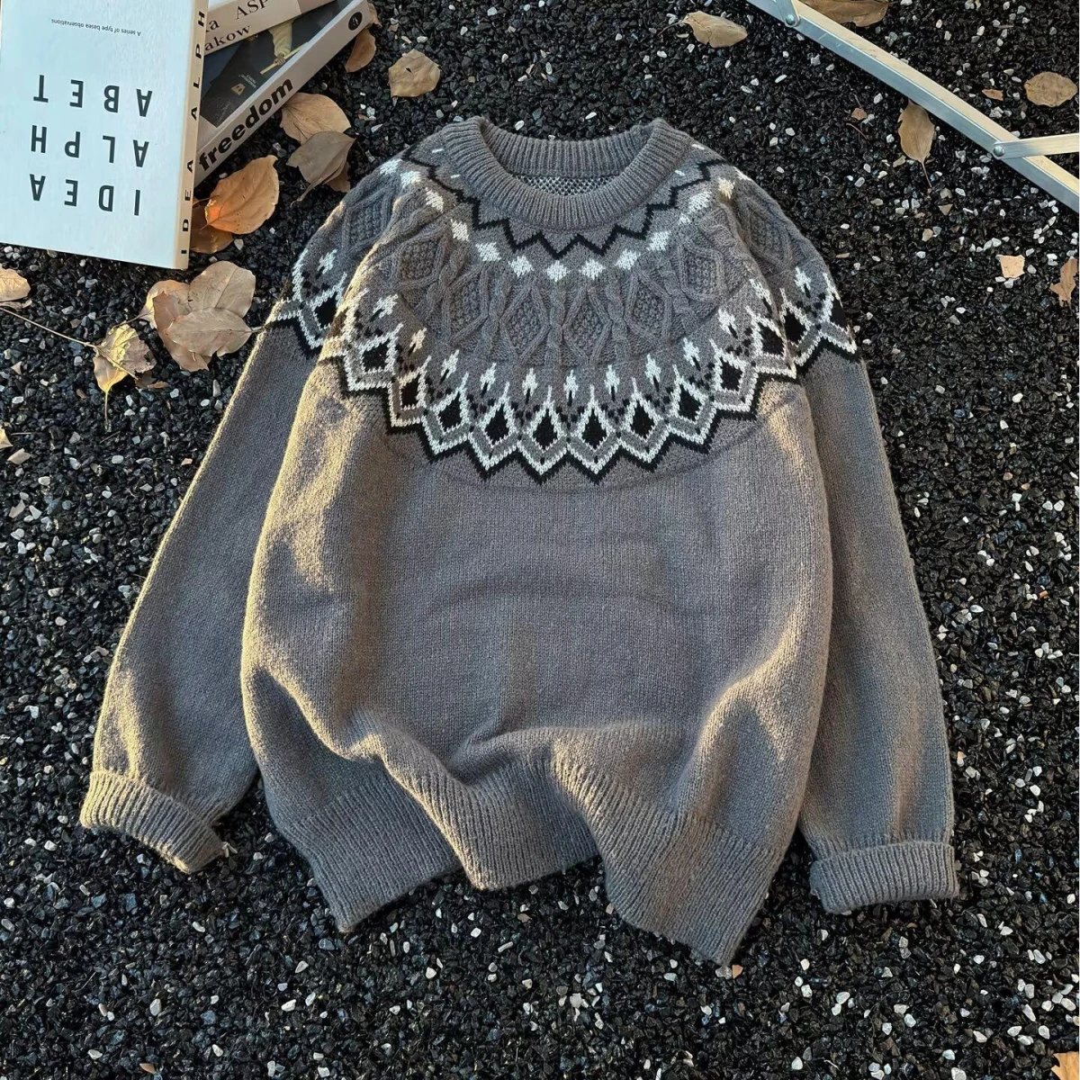 

Свободный повседневный вязаный свитер Crew Ne Color Blo для мужчин и женщин, осень-зима, длинная футболка из полиэфирного волокна с высокой чувствительностью