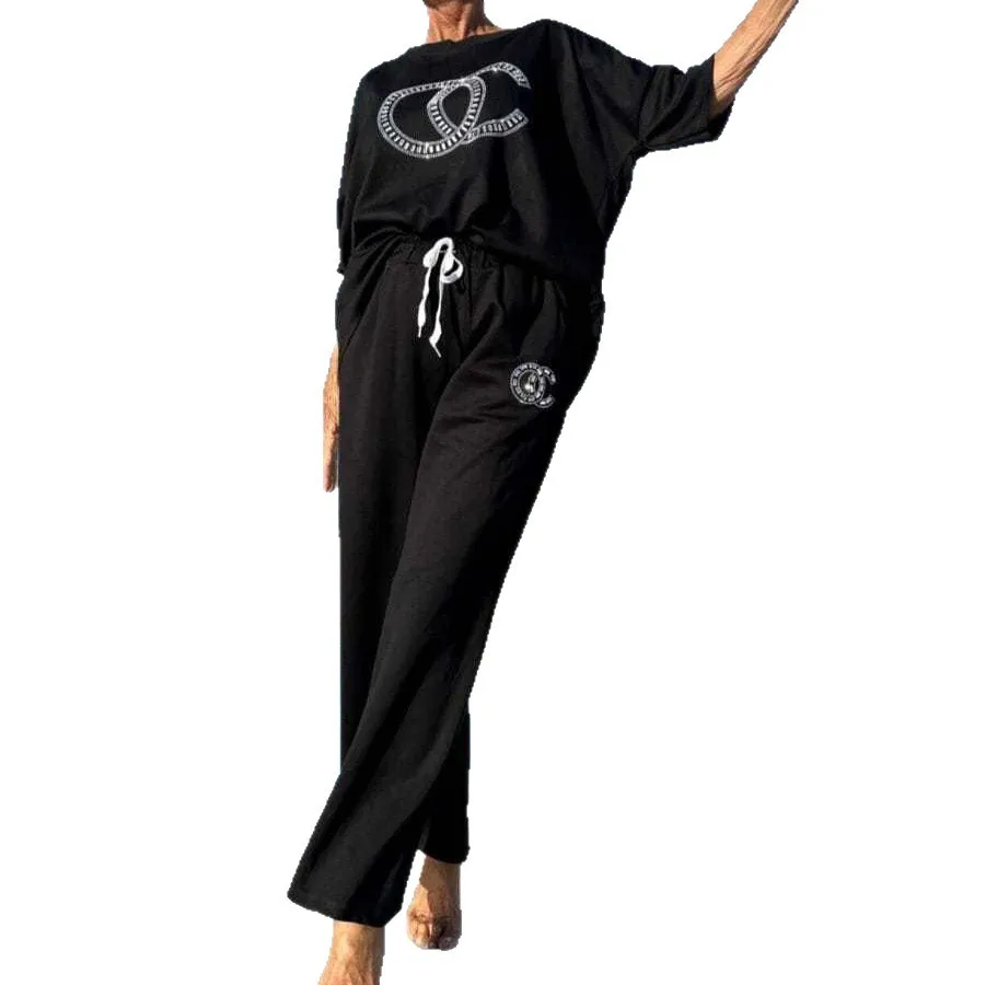 Nuovi abiti da donna europei e americani, AliExpress, set da 2 pezzi da donna con diamanti caldi, autunno casual